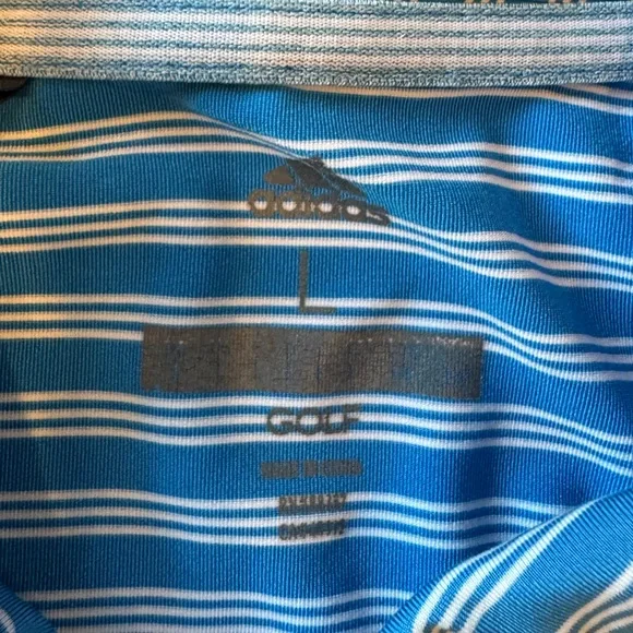 Adidas Mens lightweight breathable blue/white striped golf shirt size Large - Picture 5 of 6